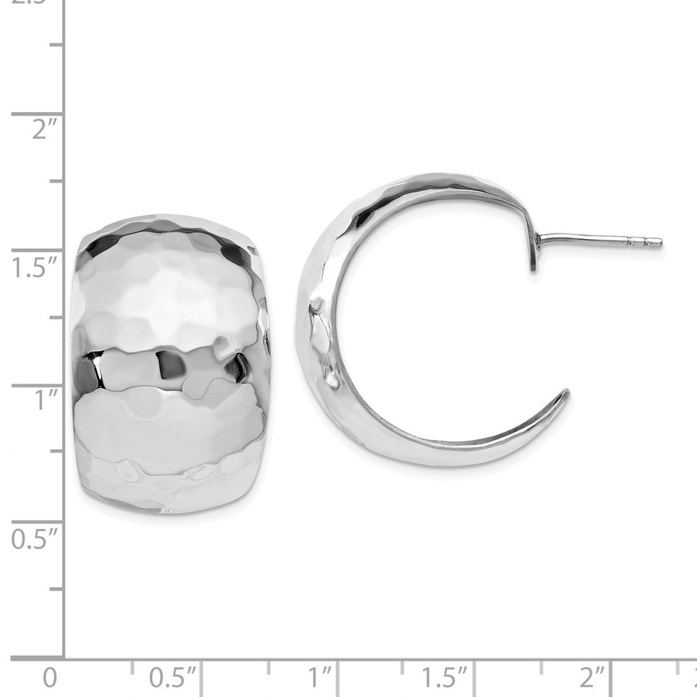 Sterling Silver Polished Hammered Post Earrings