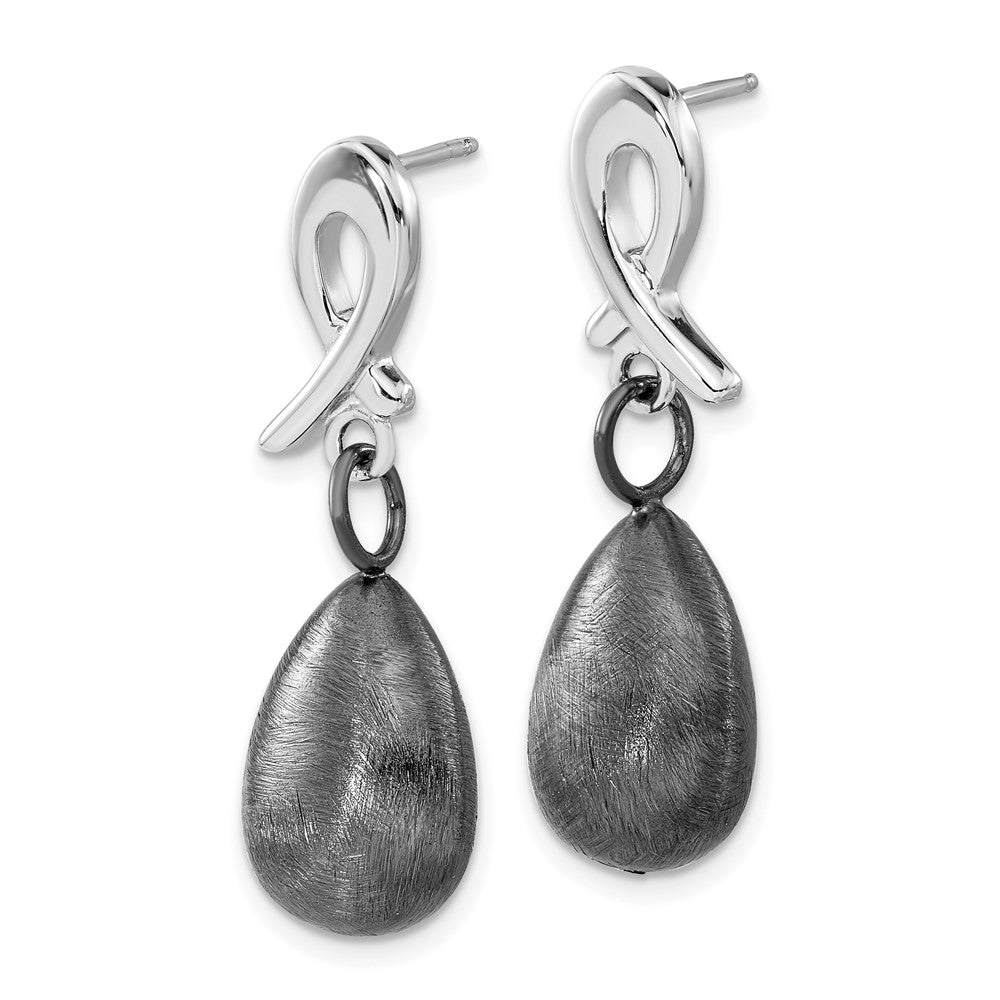 SS Ruthenium-plated Polished/Scratch Finish Post Dangle Earrings