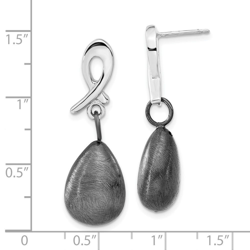 SS Ruthenium-plated Polished/Scratch Finish Post Dangle Earrings