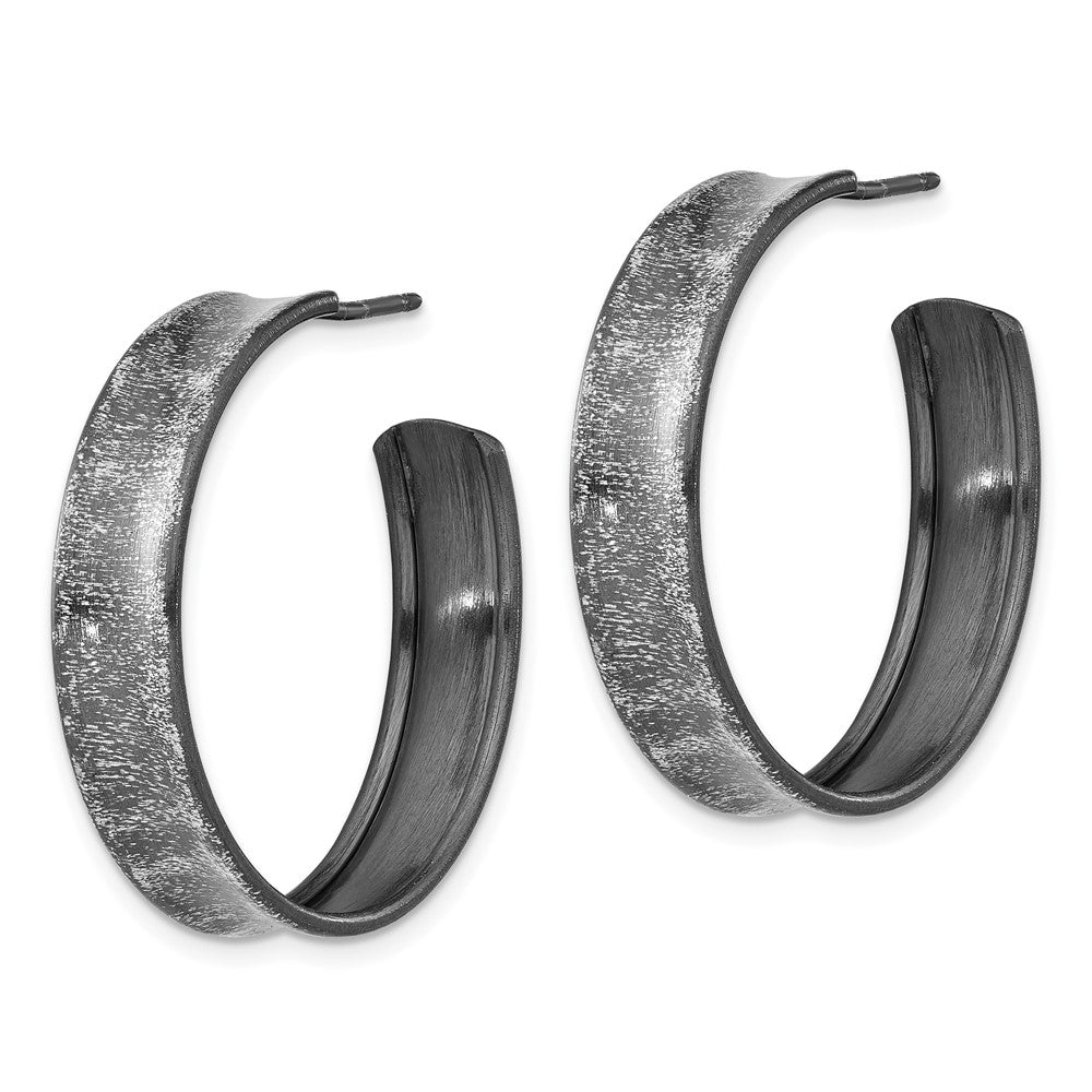 Sterling Silver Ruthenium-plated Post Hoop Earrings