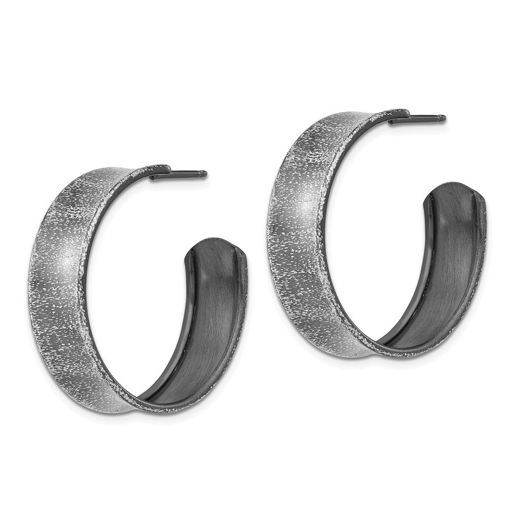 Sterling Silver Ruthenium-plated Post Hoop Earrings