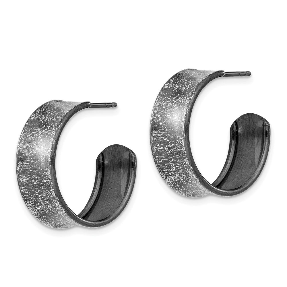 Sterling Silver Ruthenium-plated Post Hoop Earrings