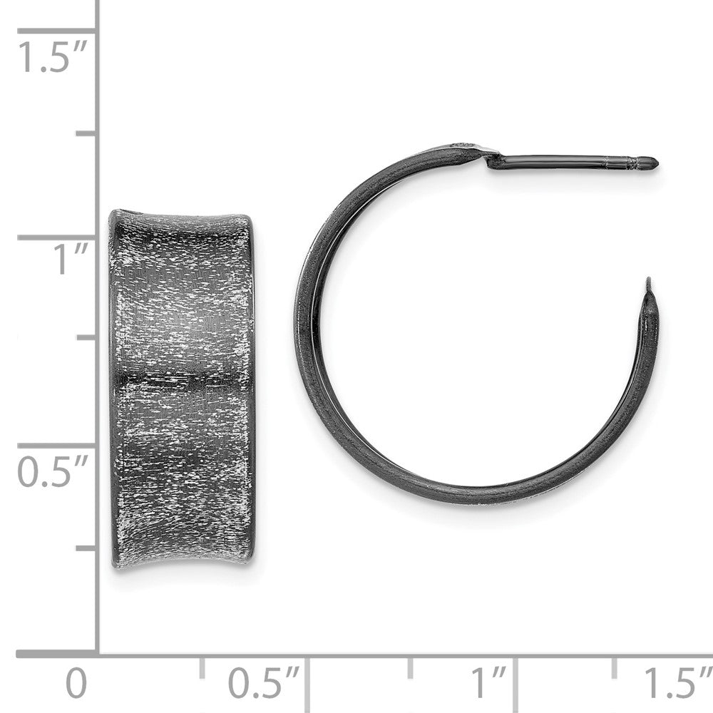 Sterling Silver Ruthenium-plated Post Hoop Earrings
