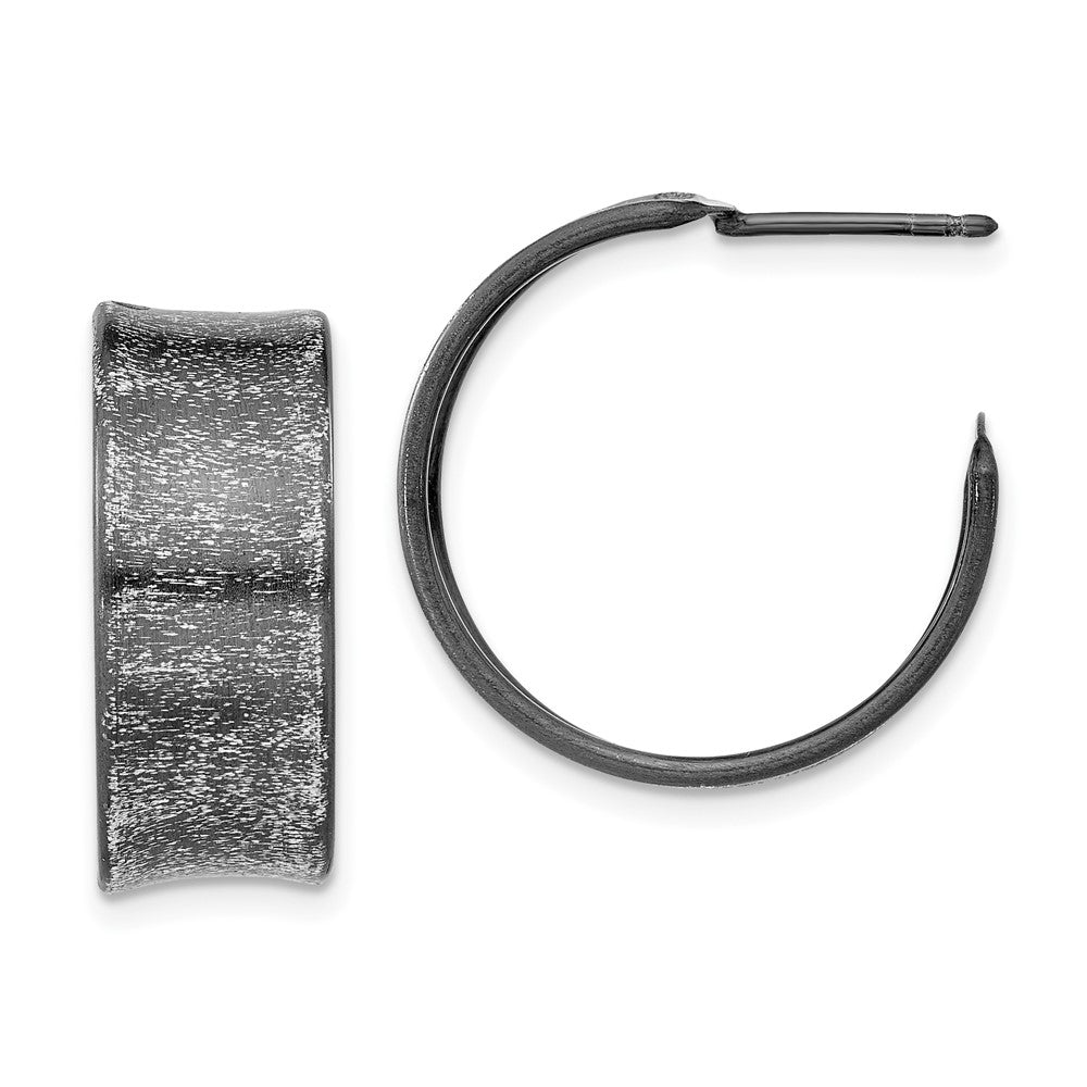 Sterling Silver Ruthenium-plated Post Hoop Earrings