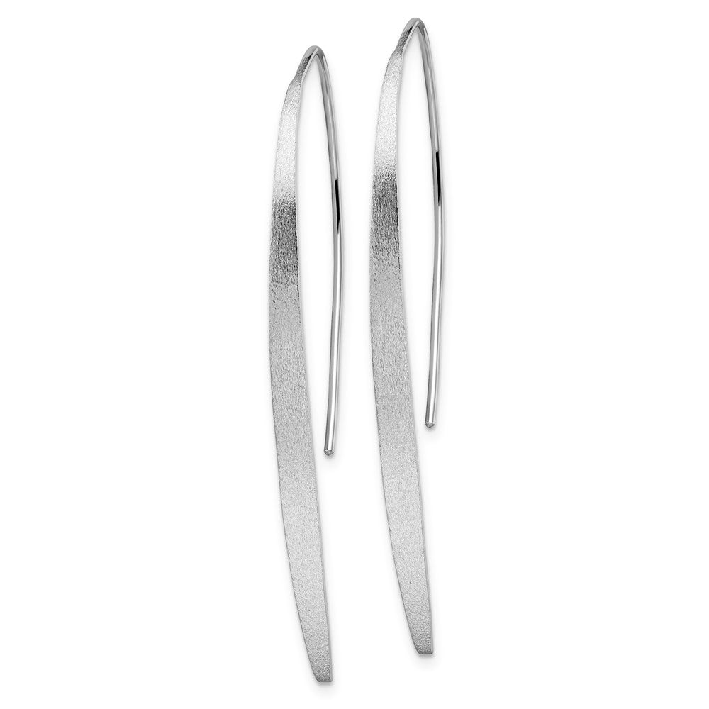 Sterling Silver Rhodium-plated Polished & Brushed Earrings