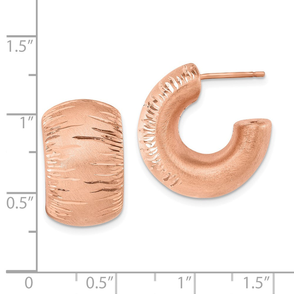 Sterling Silver & Rose Gold-plated Satin & D/C Post Hoop Earrings