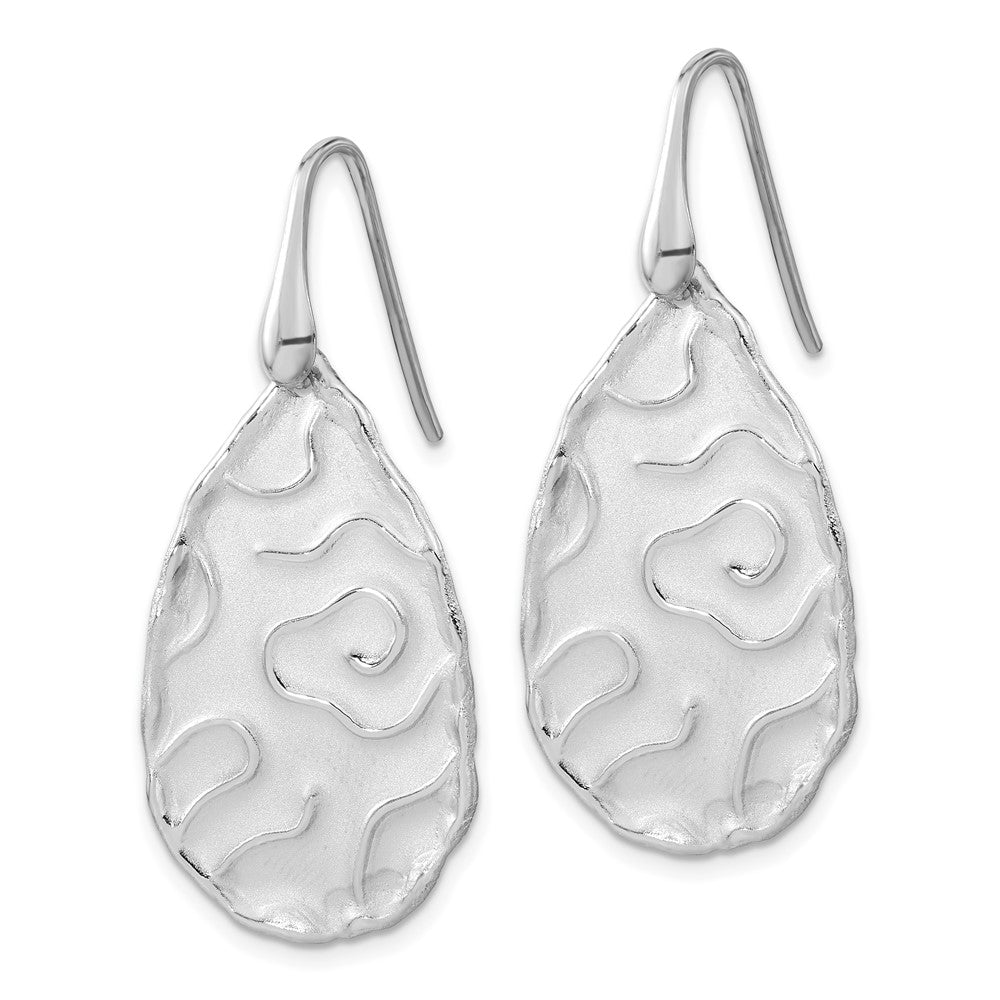 Sterling Silver Rhodium-plated Satin Finish Dangle Earrings