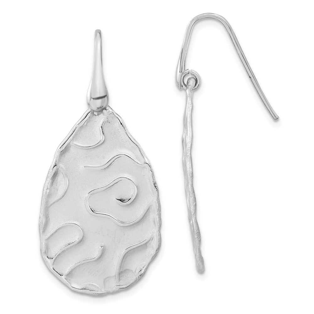 Sterling Silver Rhodium-plated Satin Finish Dangle Earrings