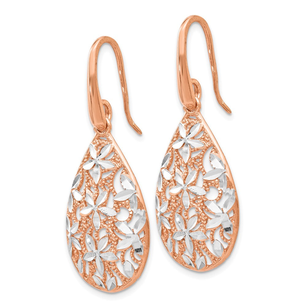 Sterling Silver Rose Gold-toned Polished Textured Earrings