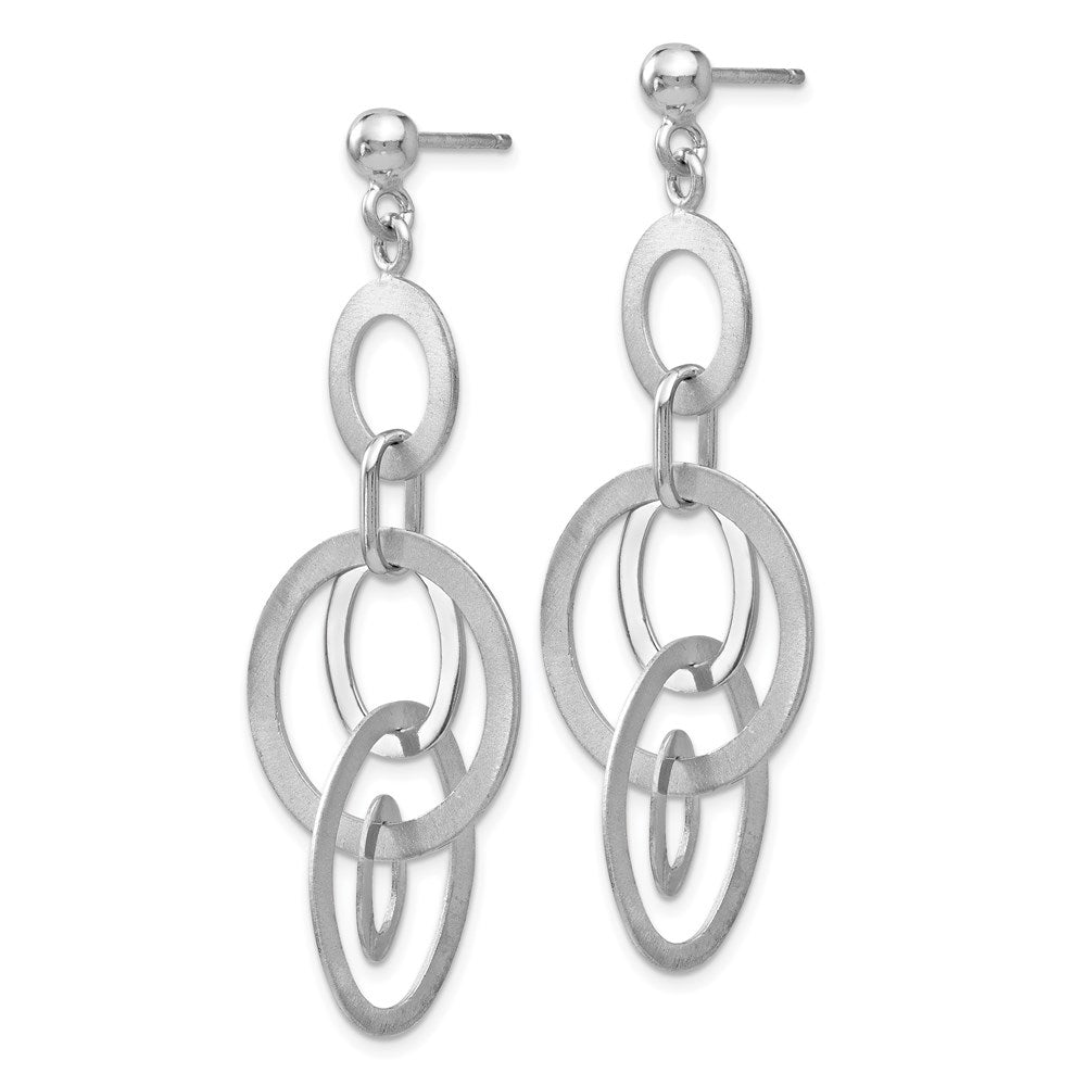 Sterling Silver Rhodium-plated Polished and Brushed Dangle Earring