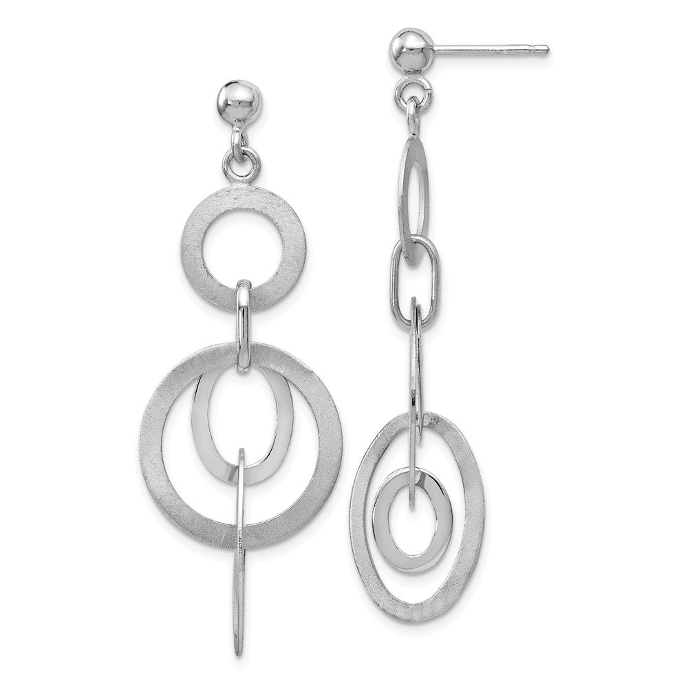 Sterling Silver Rhodium-plated Polished and Brushed Dangle Earring
