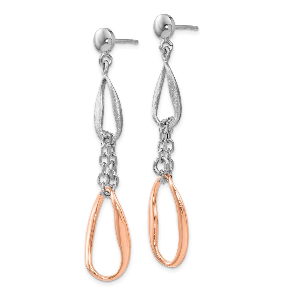 Sterling Silver Rose-plated Polished Scratch-finish Earrings