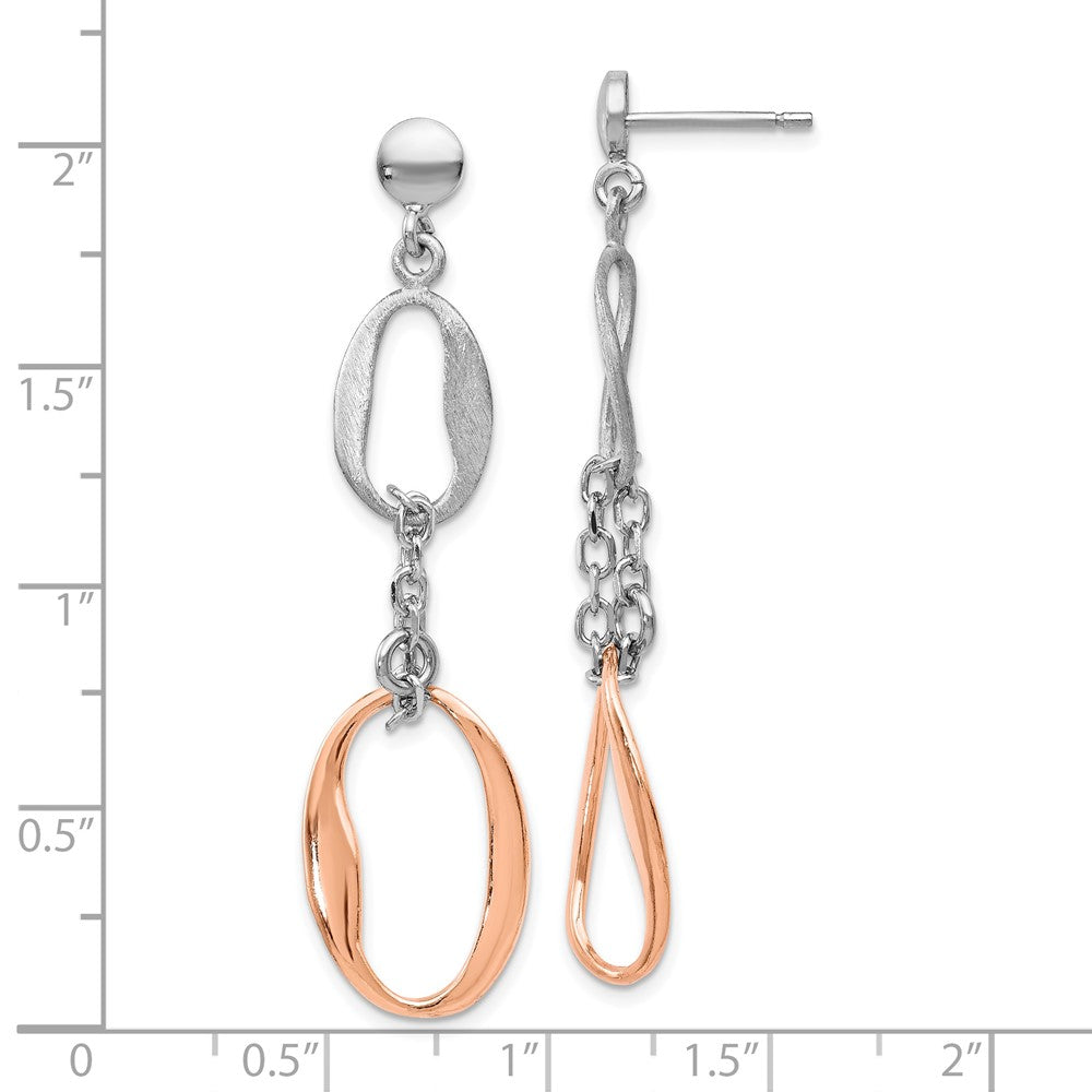 Sterling Silver Rose-plated Polished Scratch-finish Earrings