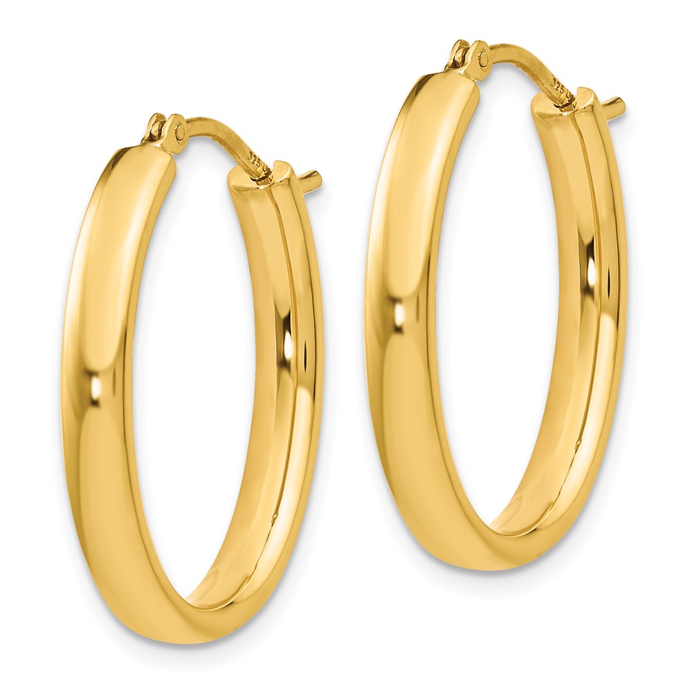 Sterling Silver Gold-plated Polished Oval Hoop Earrings