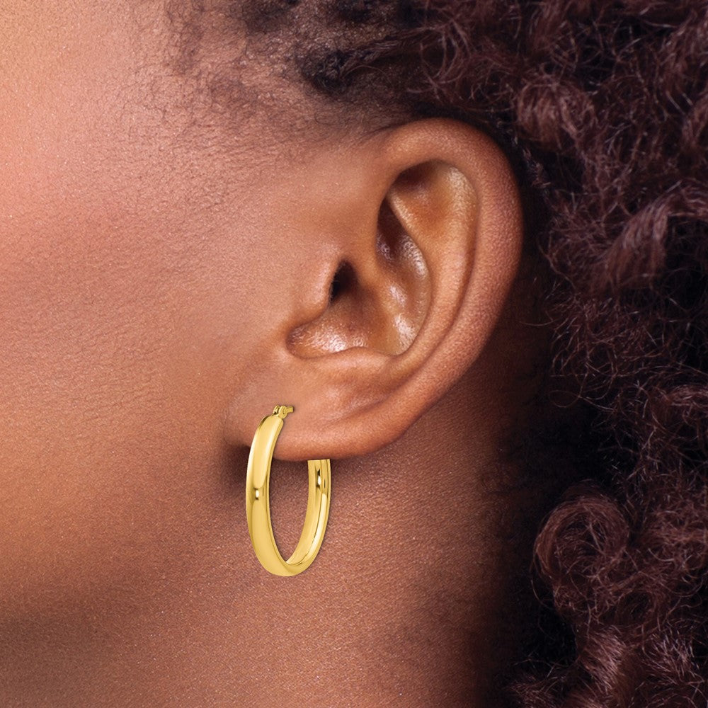 Sterling Silver Gold-plated Polished Oval Hoop Earrings