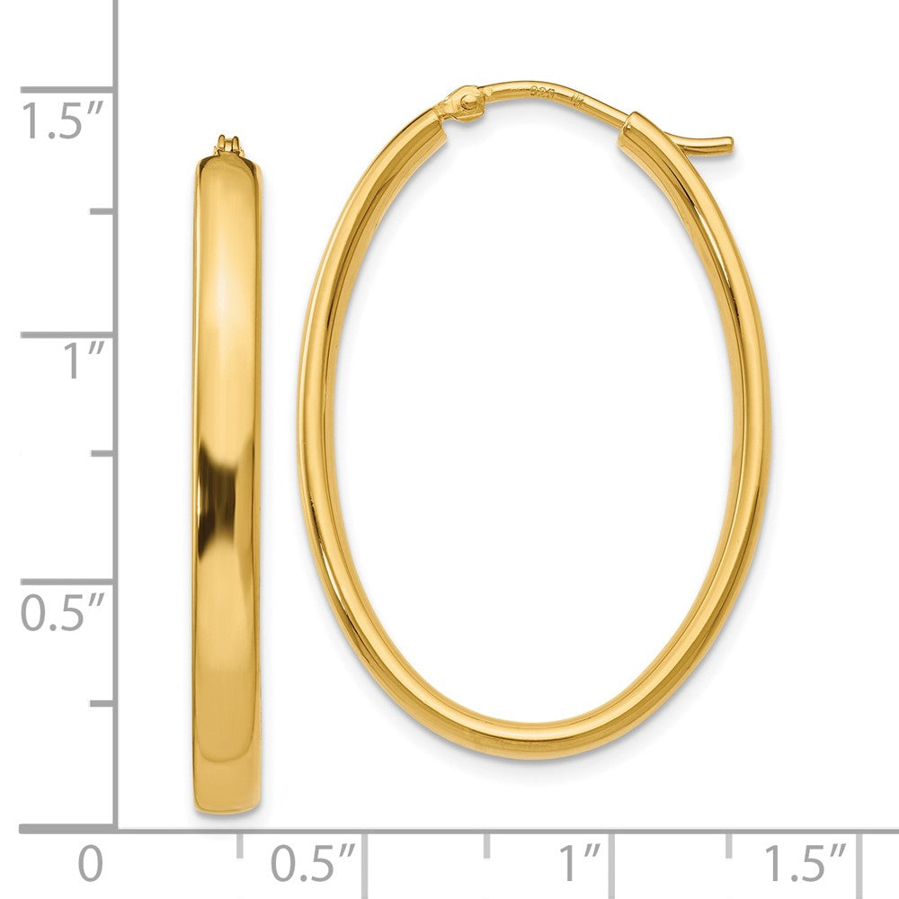Sterling Silver Gold-plated Polished Oval Hoop Earrings