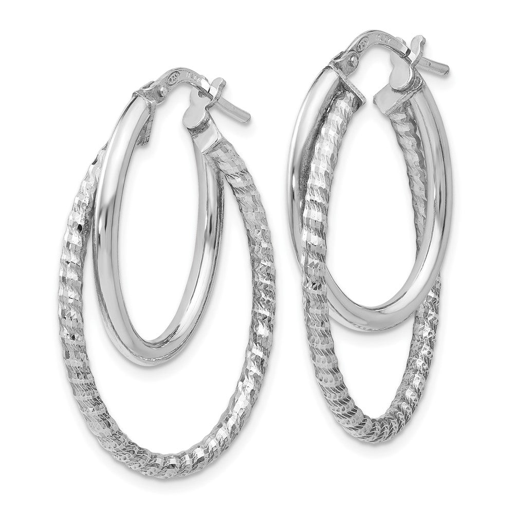 Sterling Silver Polished D/C Oval Hoop Earrings