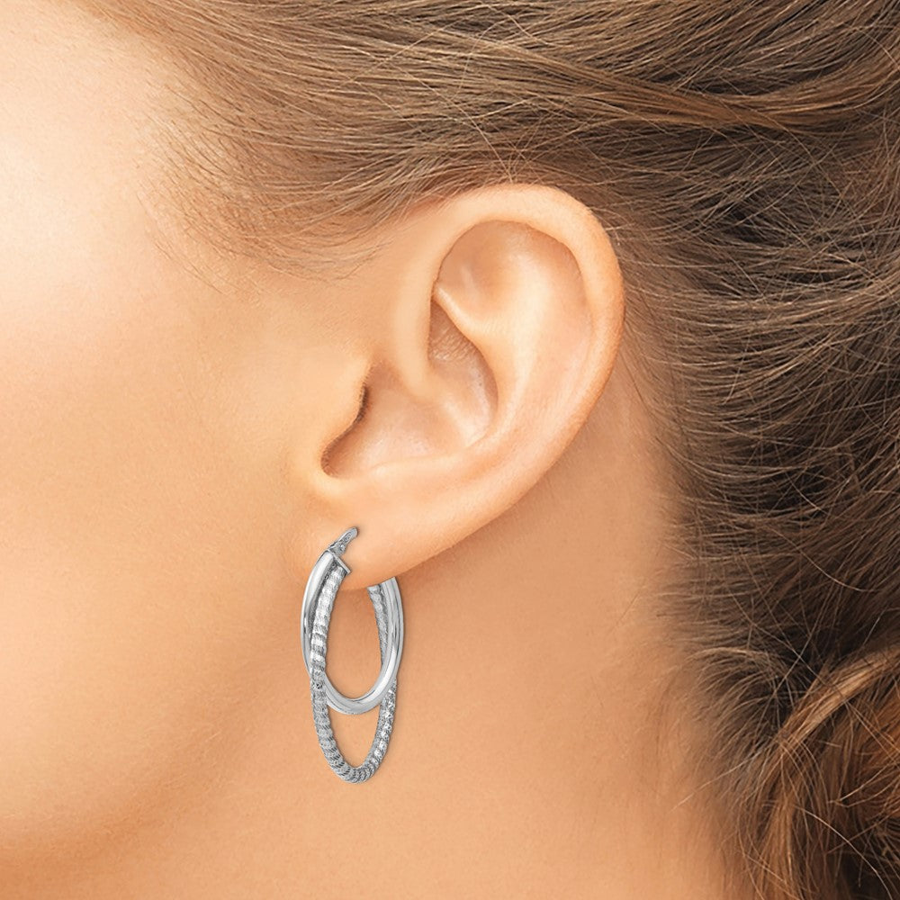 Sterling Silver Polished D/C Oval Hoop Earrings