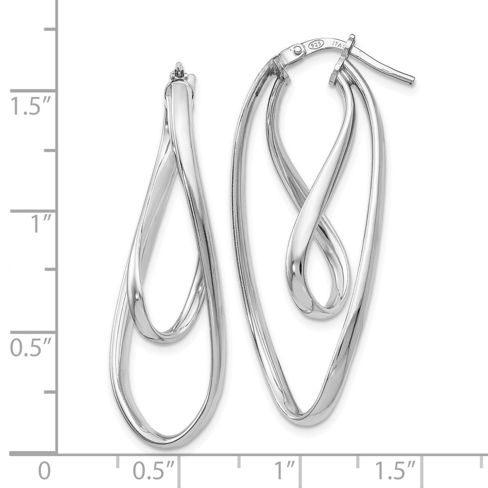 Sterling Silver Polished Twisted Oval Hoop Earrings