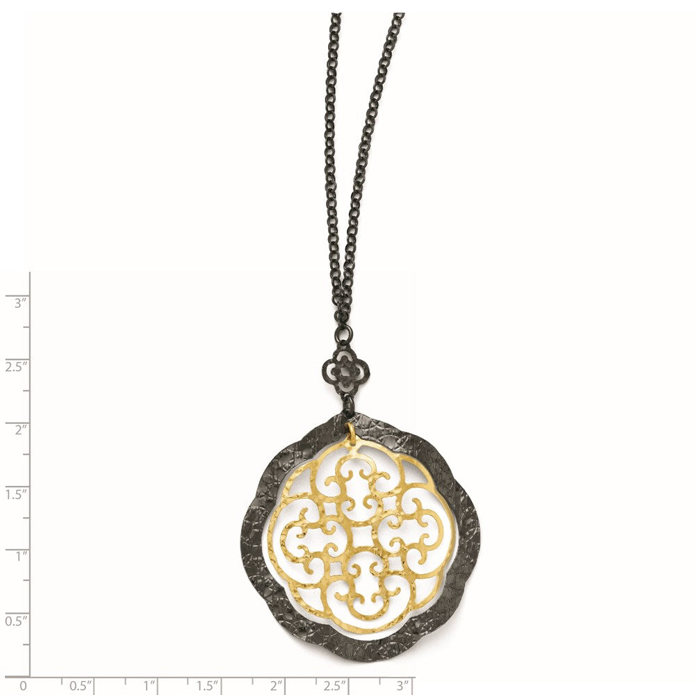 Sterling Silver/Ruthenium/Gold-tone 14k Flash Necklace