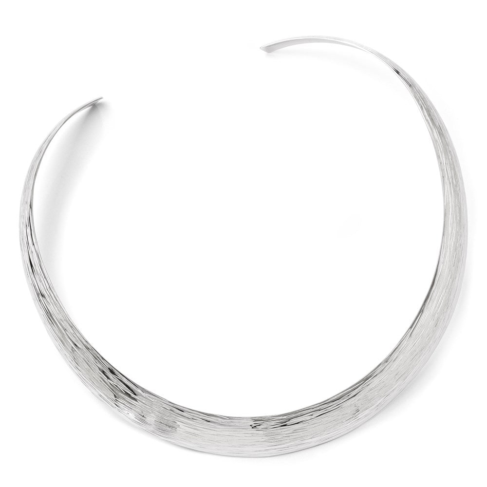 Sterling Silver Polished and Textured Slip-on Neck Collar