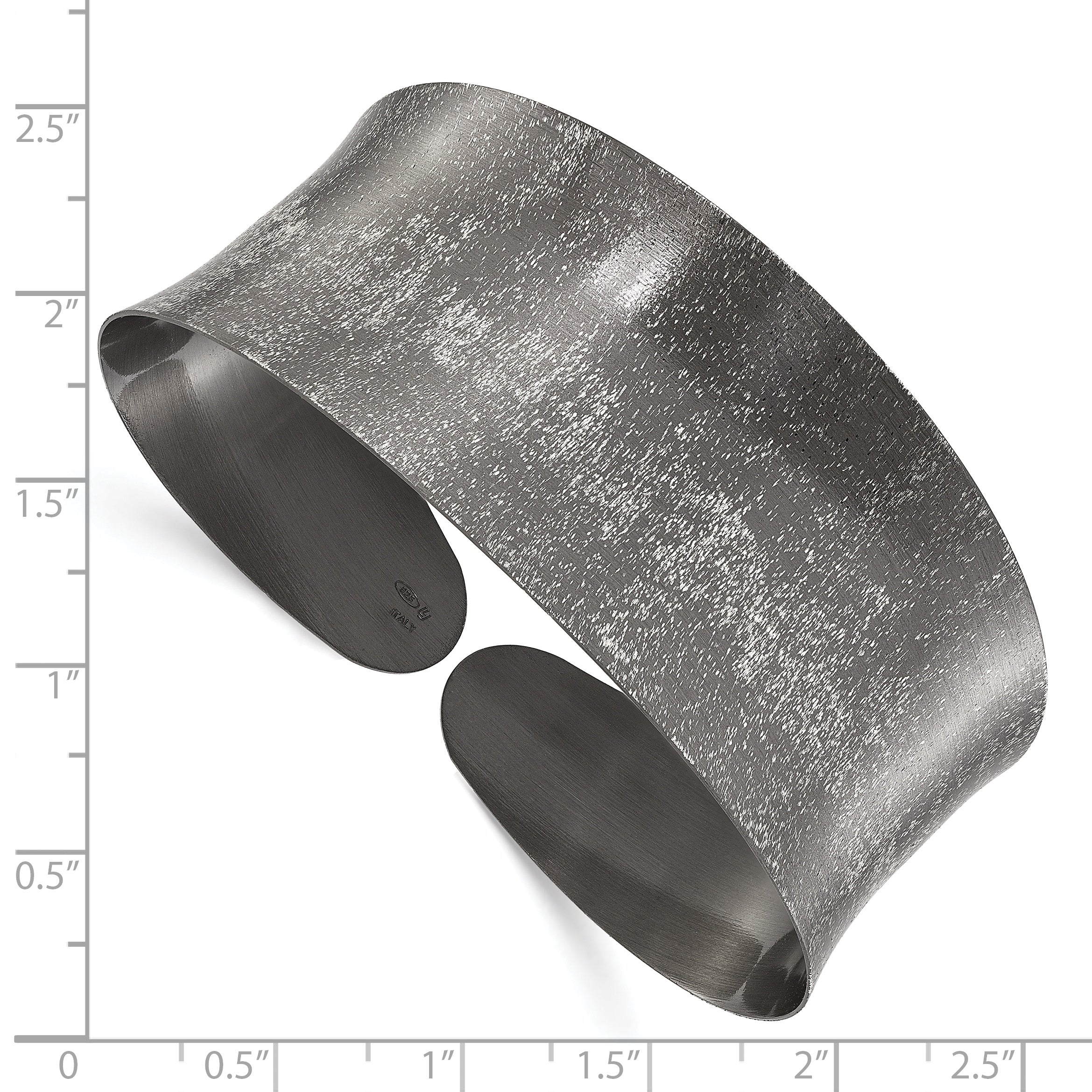Sterling Silver Ruthenium-plated Scratch Finish Cuff Bangle