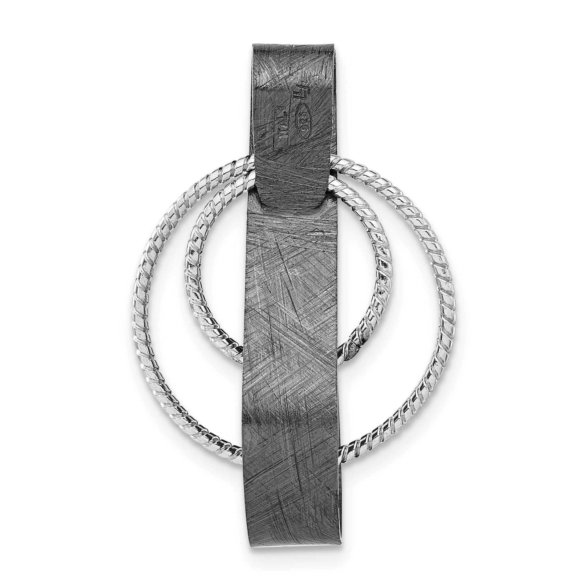 Sterling Silver Ruthenium-plated Textured Pendant