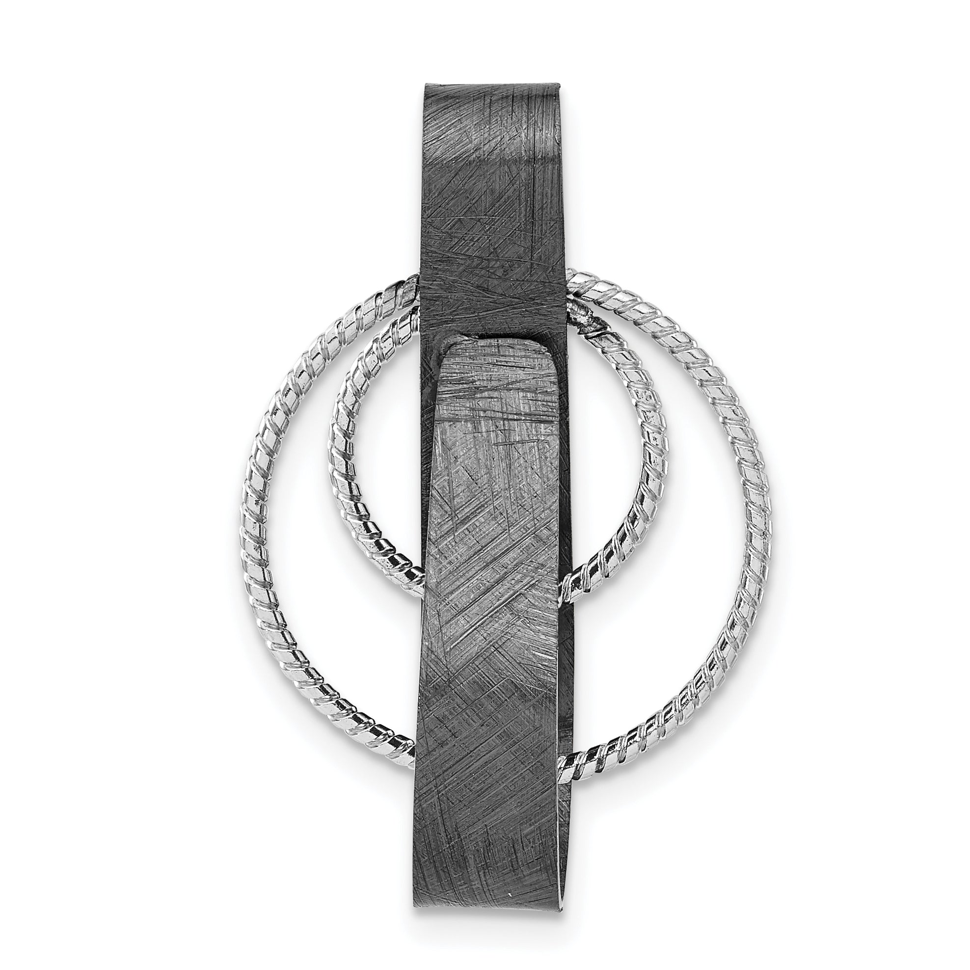 Sterling Silver Ruthenium-plated Textured Pendant