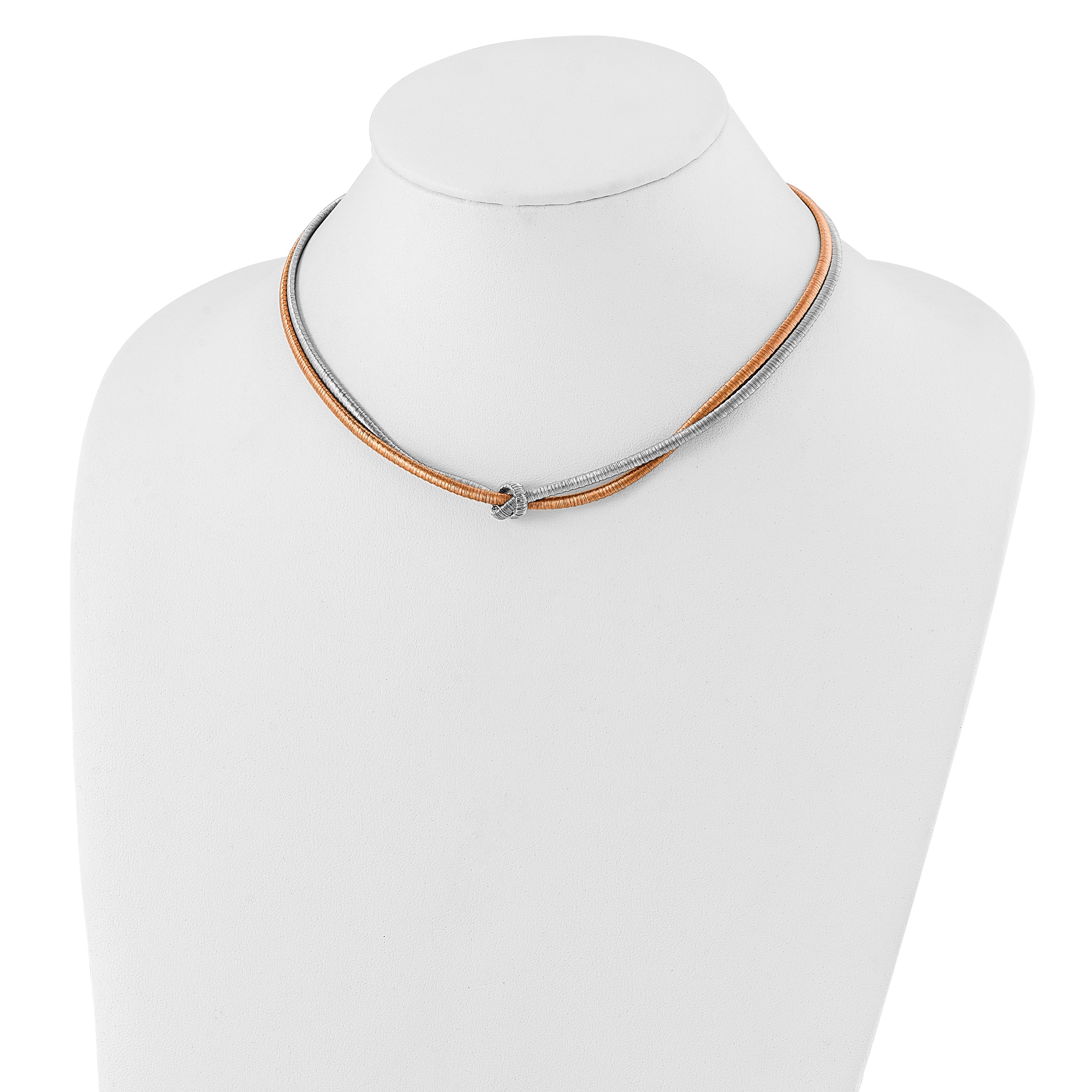 Sterling Silver & Rose Gold-plated Multistrand Knot w/ 2in Ext Necklace