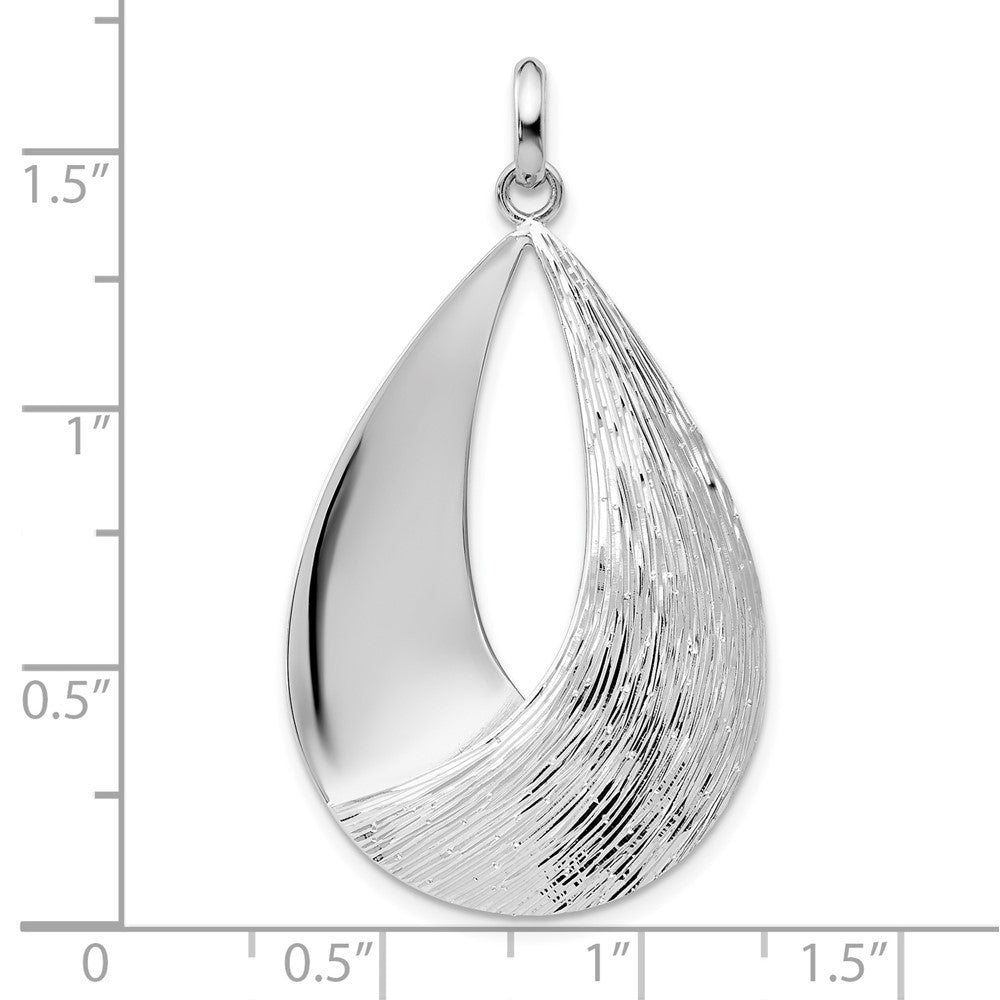 Sterling Silver Radiant Esse RH-plat Polish/Textured Pendant