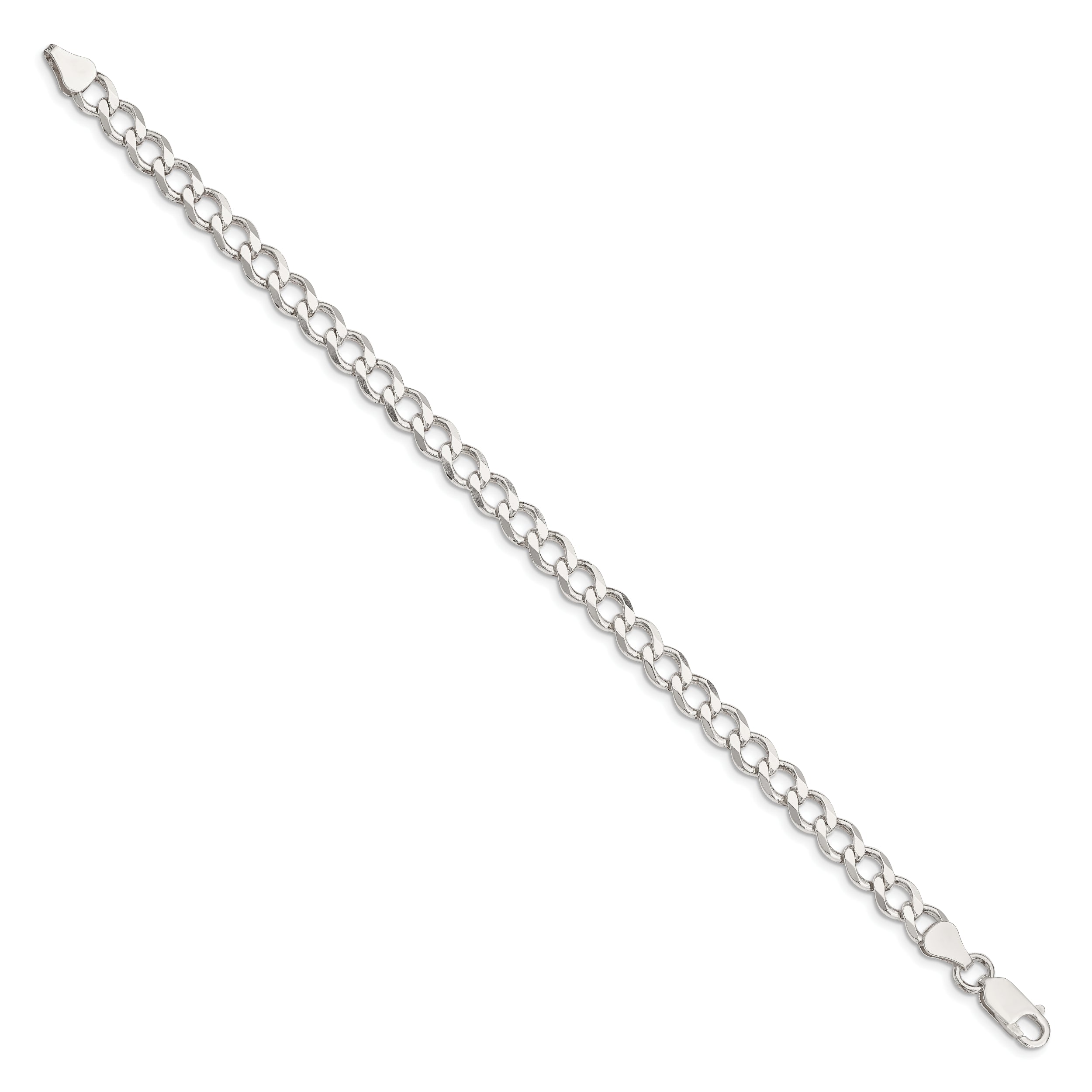 Sterling Silver 6.7mm Semi-solid Flat Curb Chain