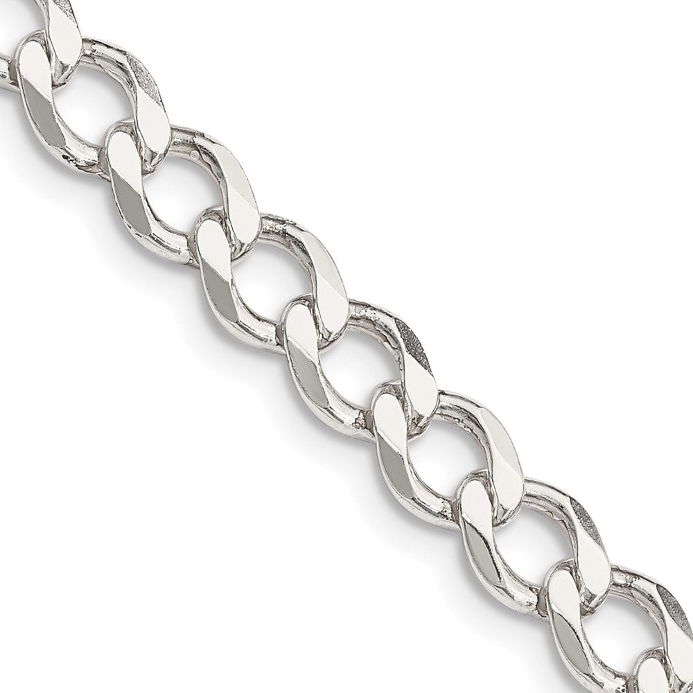 Sterling Silver 6.7mm Semi-solid Flat Curb Chain