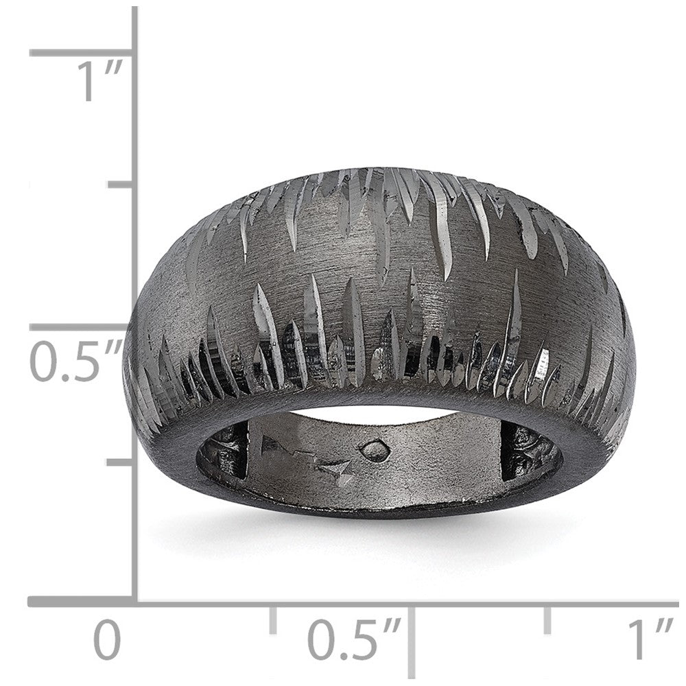 Sterling Silver Ruthenium-plated Brushed & D/C Ring