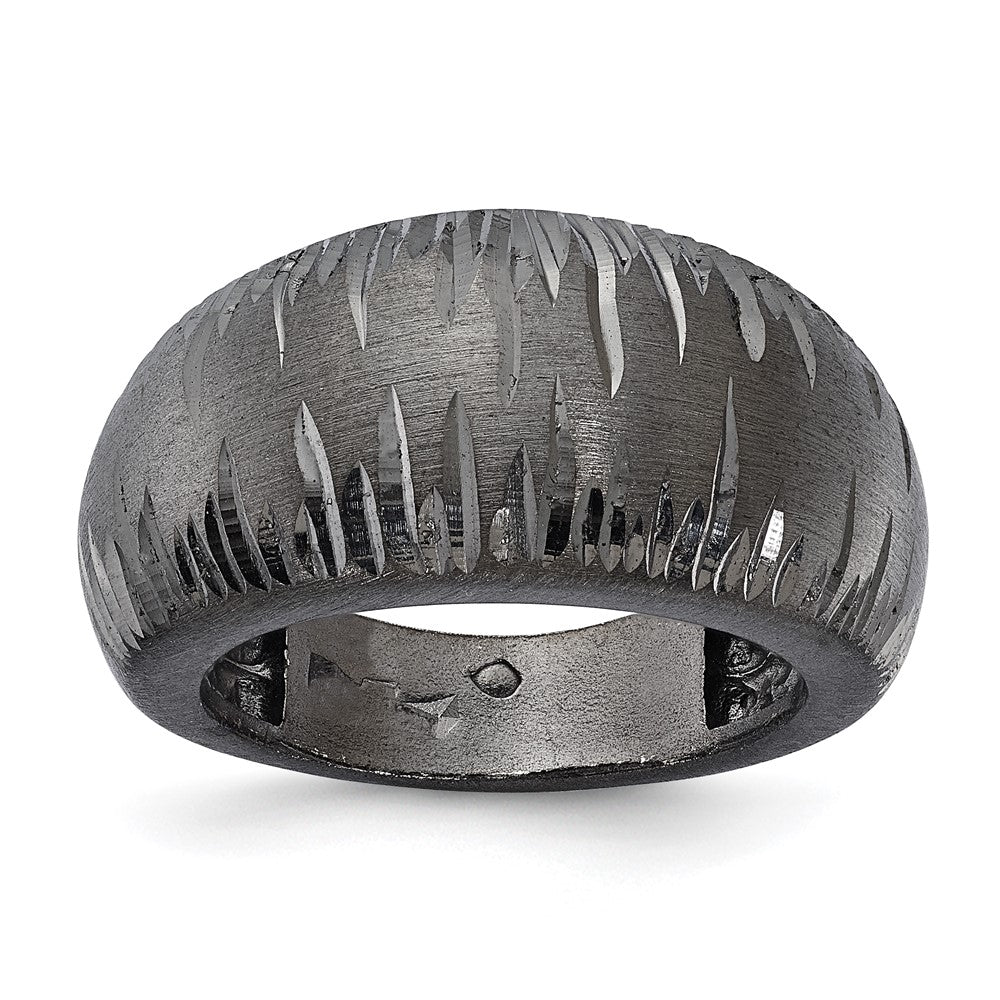 Sterling Silver Ruthenium-plated Brushed & D/C Ring