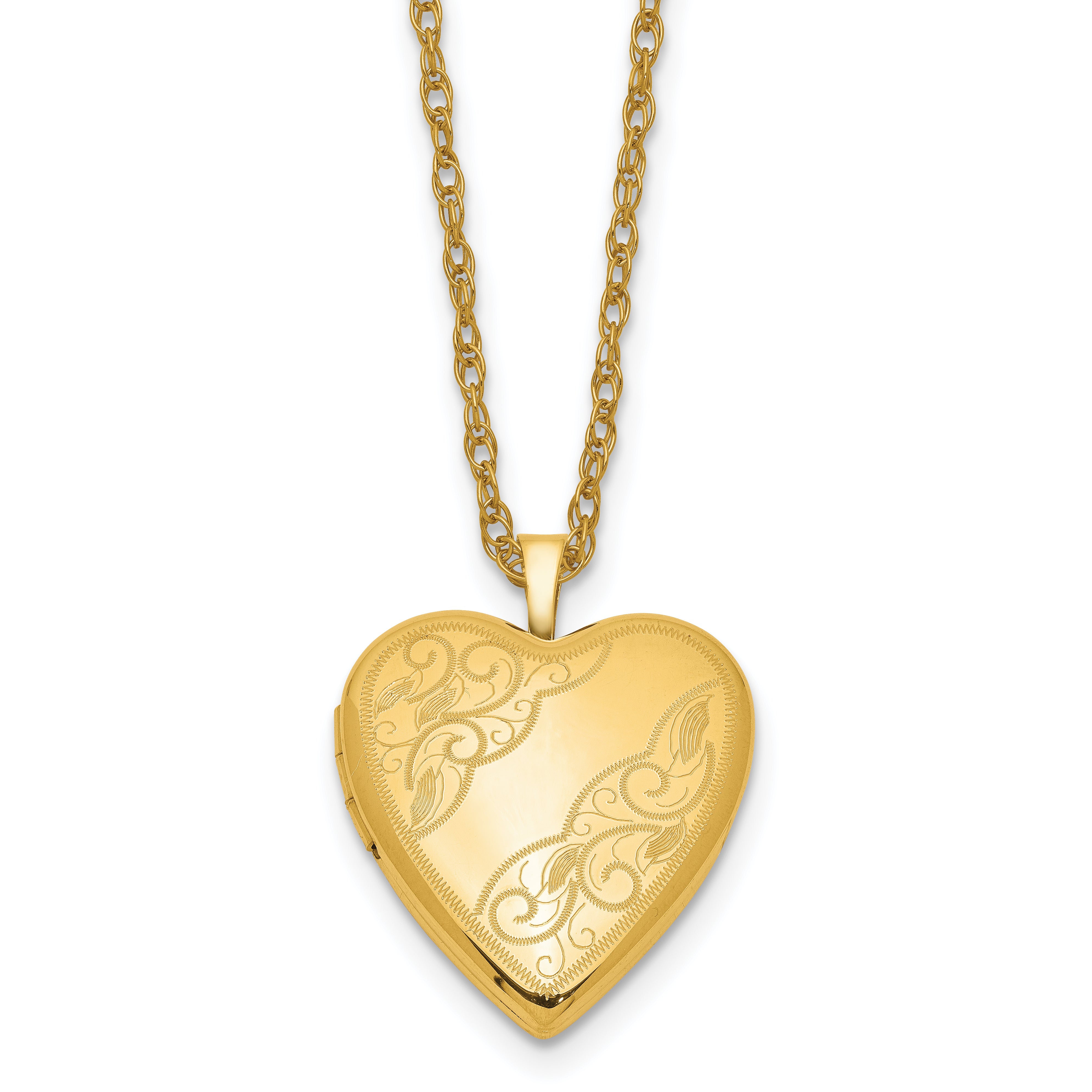 1/20 Gold Filled 20mm Side Swirled Heart Locket Necklace