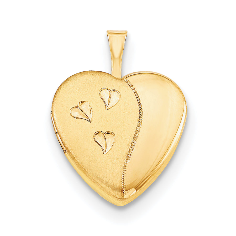 1/20 Gold Filled 16mm Satin and Polished Heart Locket Necklace