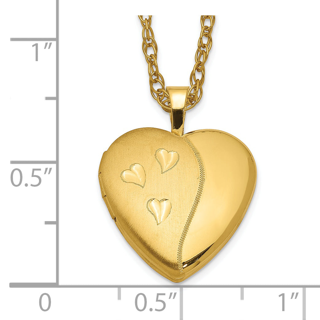 1/20 Gold Filled 16mm Satin and Polished Heart Locket Necklace
