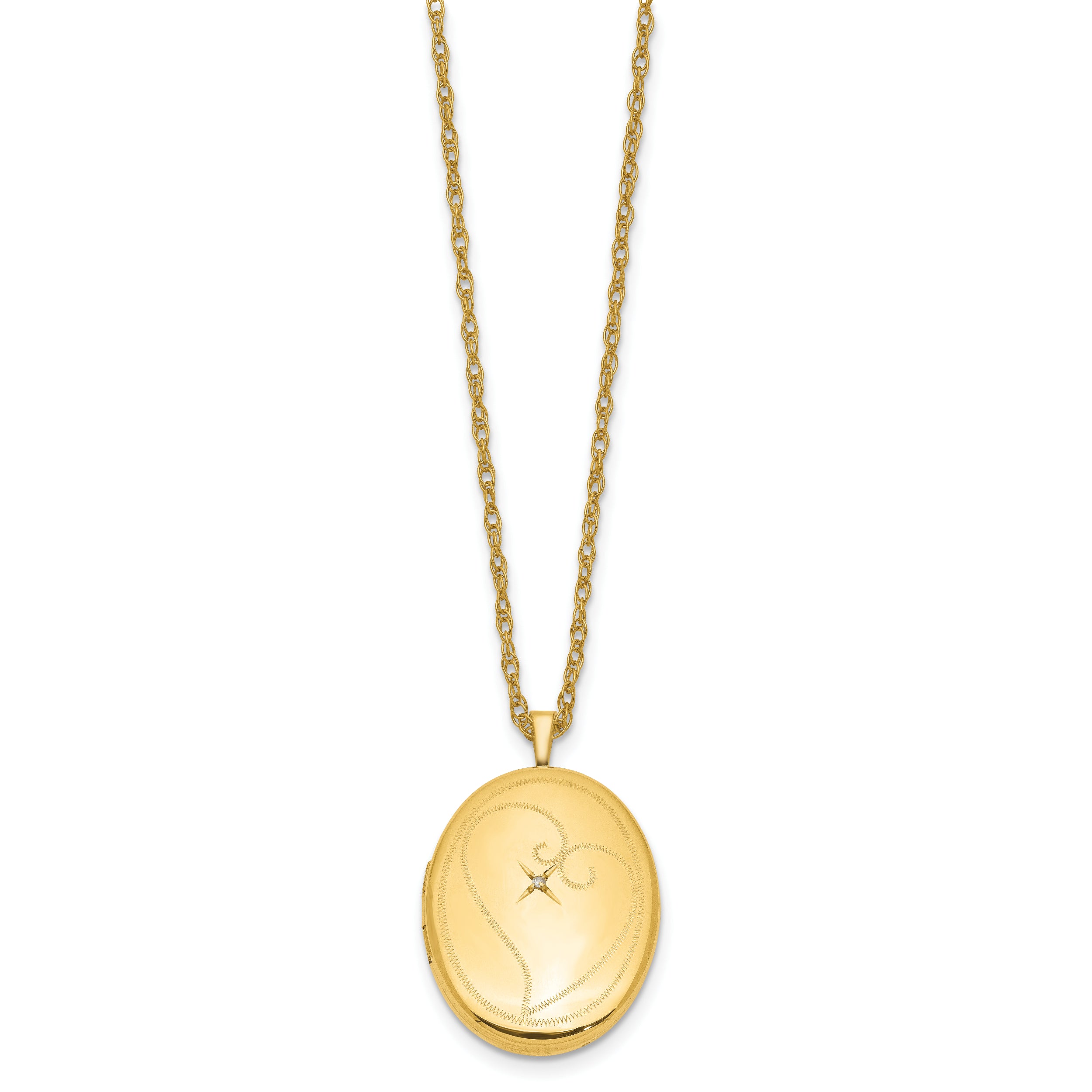 1/20 Gold Filled 26mm Diamond in Heart Oval Locket Necklace