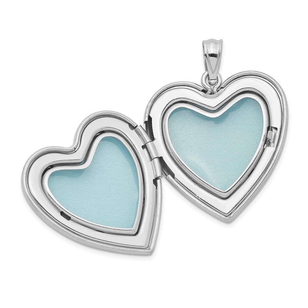 Sterling Silver Rhodium-plated 24mm Enameled D/C Mom Heart Locket