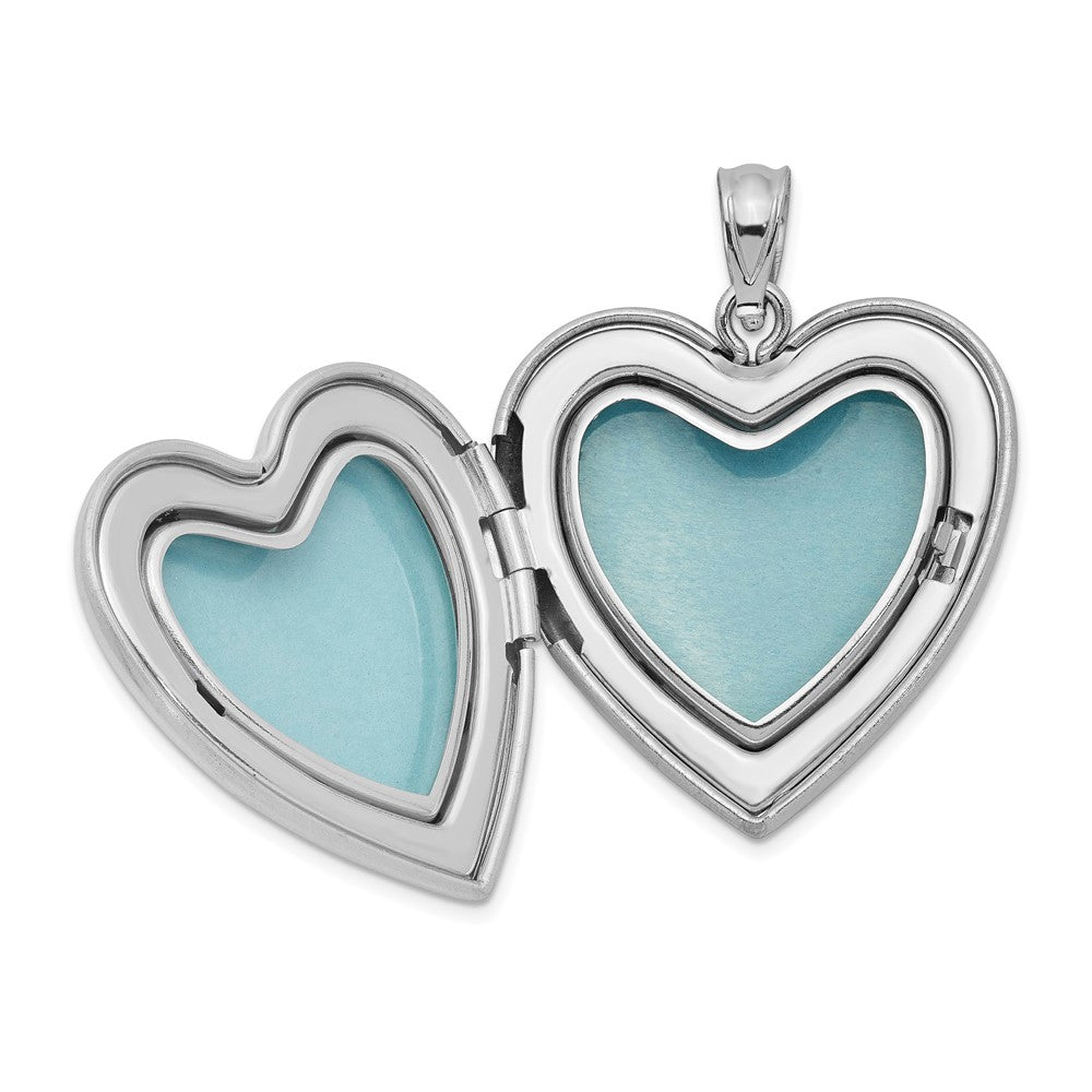 Sterling Silver Rhodium-plated 24mm Satin Enameled & D/C Rose Locket