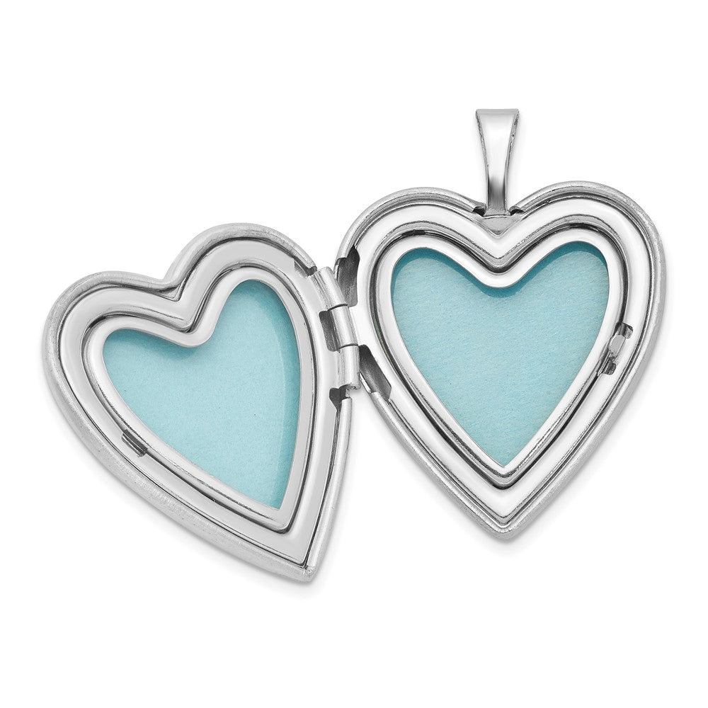 Sterling Silver Rhodium-plated 20mm D/C & Enameled Love Heart Locket