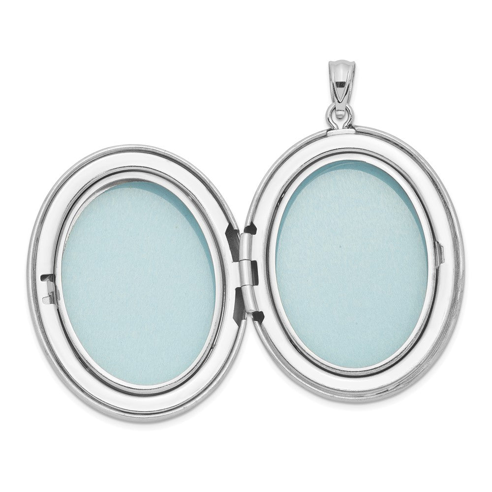 Sterling Silver Rhodium-plated Satin & Enameled Floral 34mm Oval Locket