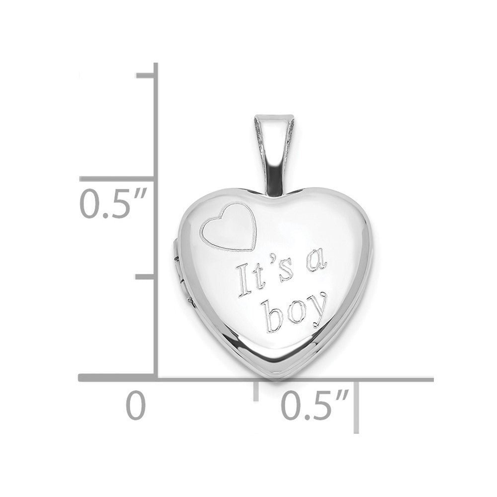 Sterling Silver It's A Boy 12mm Heart Locket