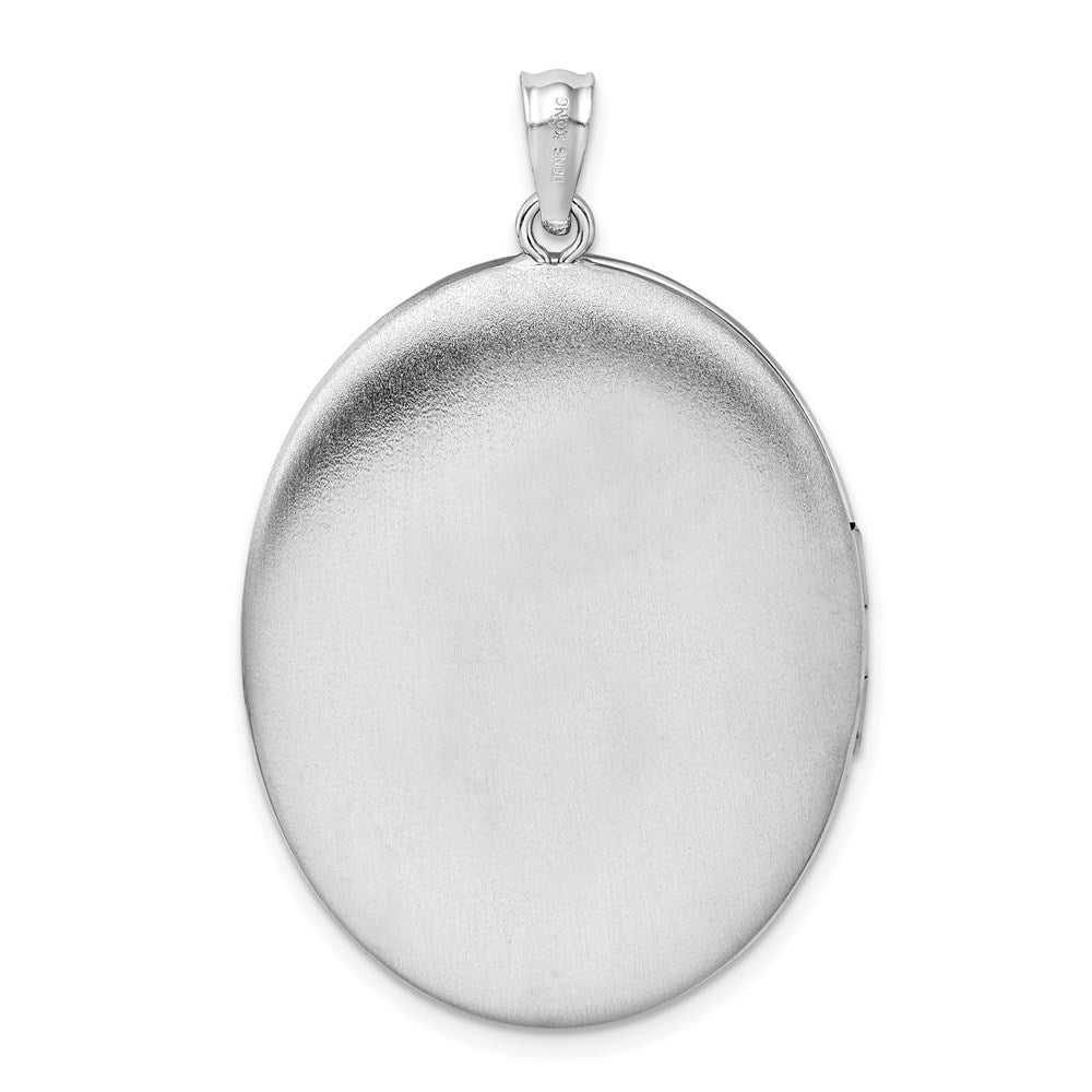Sterling Silver Rhodium-plated W/ Side Swirls 34mm Oval Locket