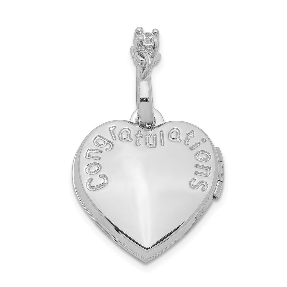 Sterling Silver Rhodium-plated Happy 16th Birthday w/ CZ Heart Locket