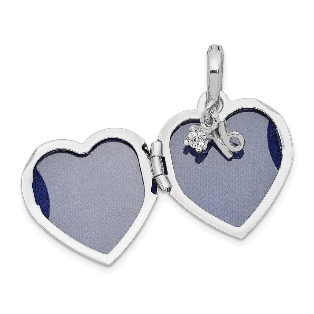 Sterling Silver Rhodium-plated Happy 16th Birthday w/ CZ Heart Locket