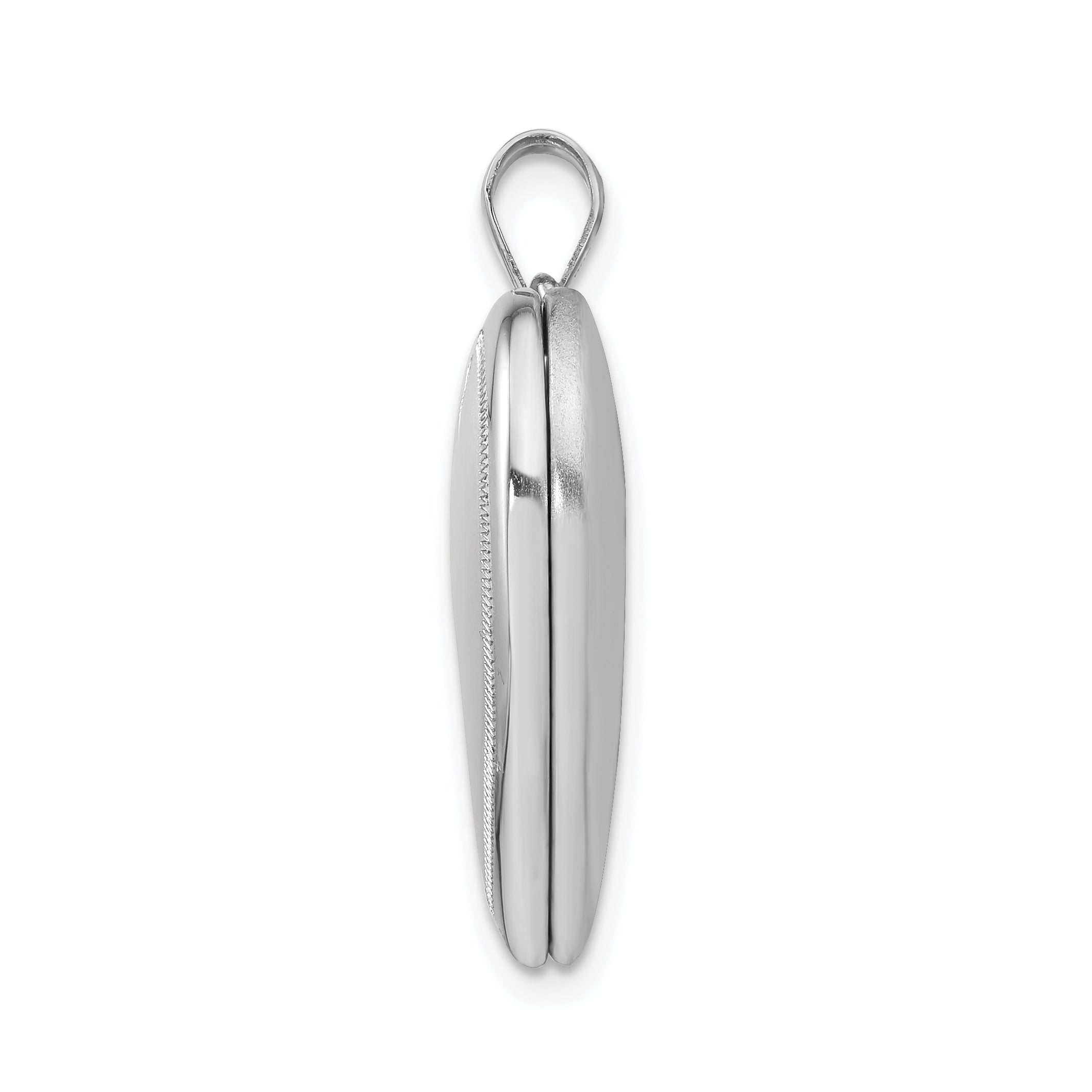 Sterling Silver Rhodium-plated Polished & Satin Heart Locket