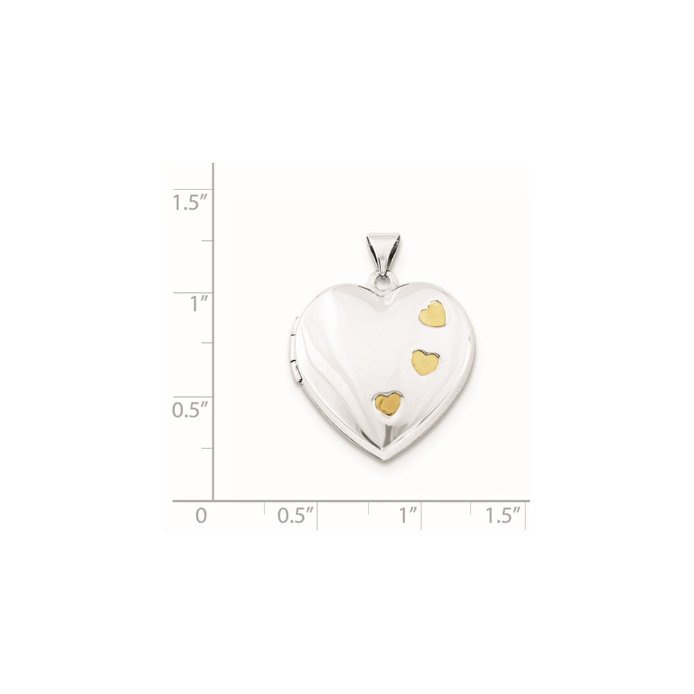 Sterling Silver Rhodium-plated w/Gold-plating Heart Locket