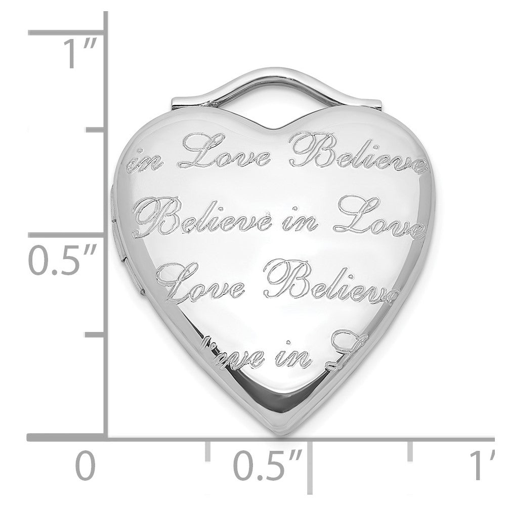 Sterling Silver Polished Believe In Love Heart Locket