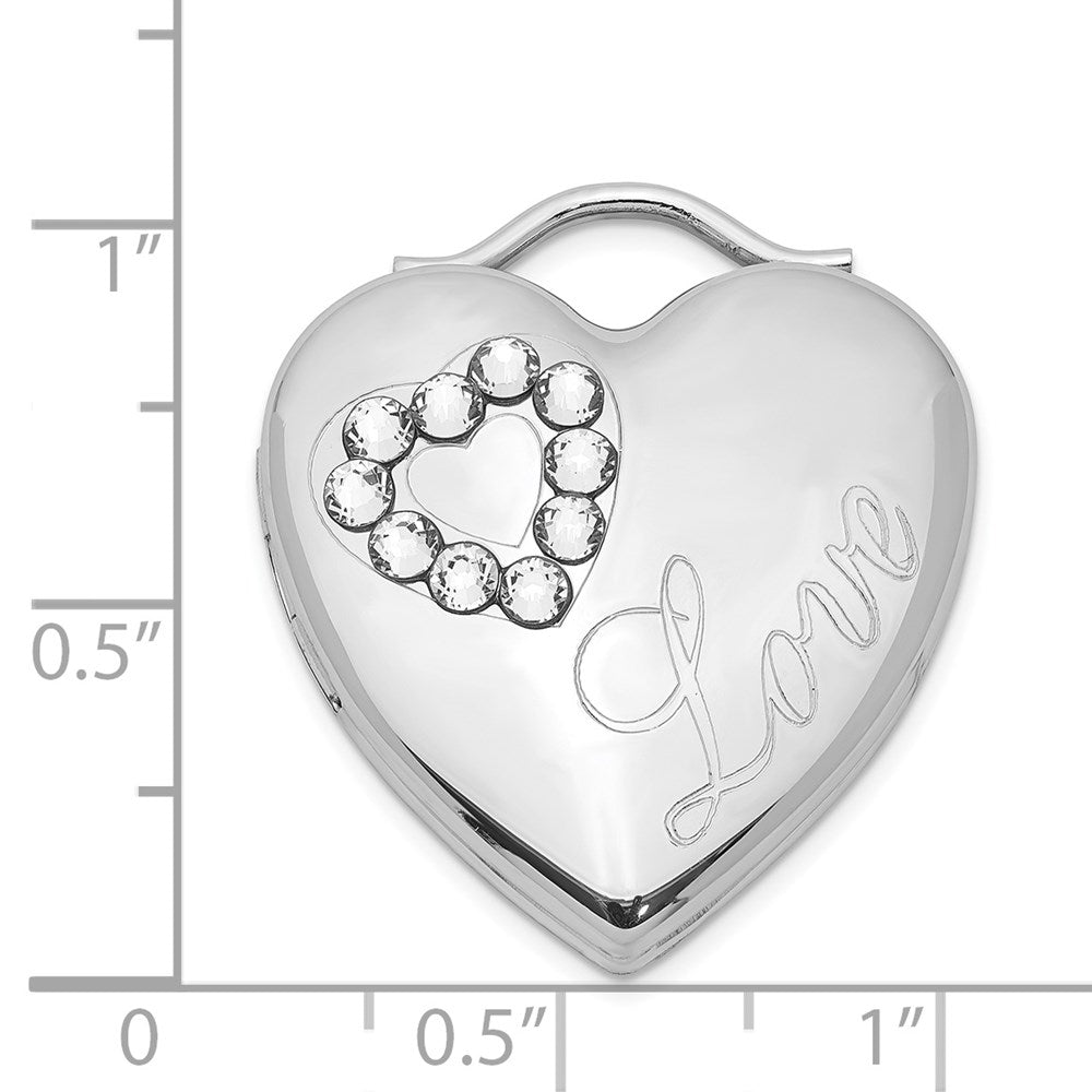 Sterling Silver Rhodium-plated 24mm Australian Crystal Love Heart Locket